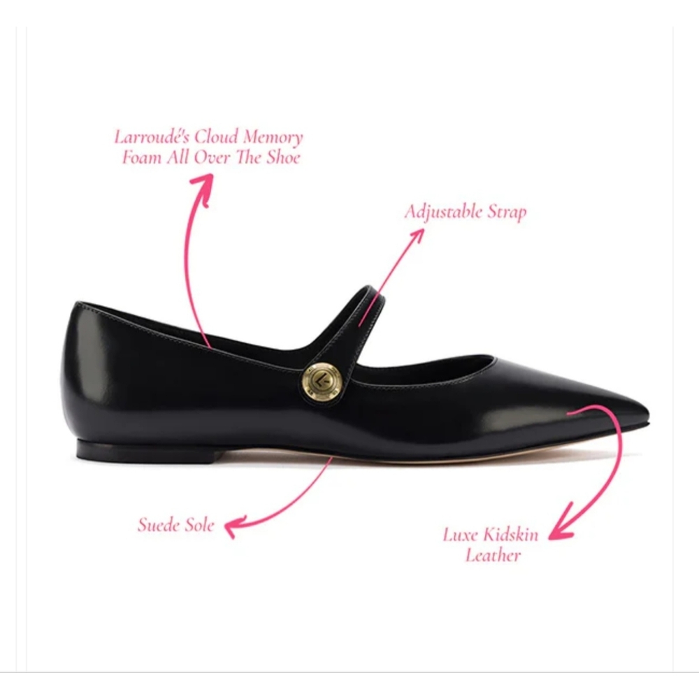 Larroude Black Pointed Toe Flats - Picture 3 of 16